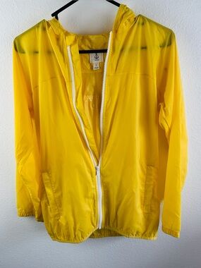 Lands End Yellow Boys Windbreaker Jacket Size L 14